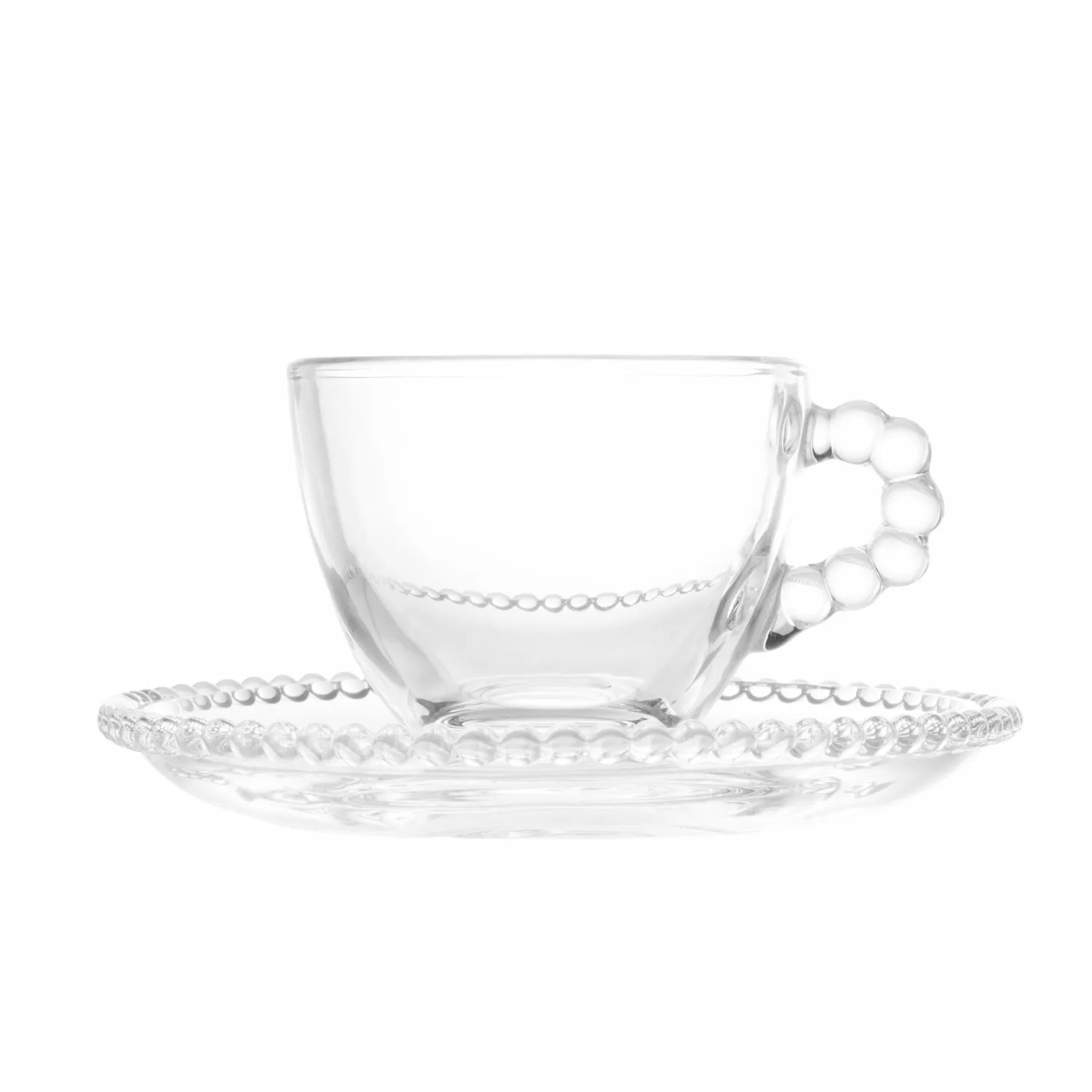 Conjunto 4 Xícaras de Café de Cristal com Pires Pearl 80ml