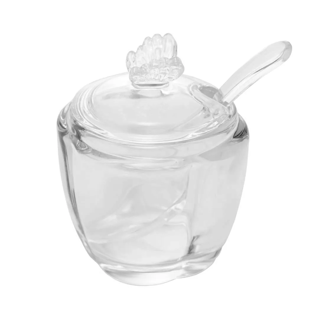 Açucareiro Vidro com Colher Butterfly 11cm