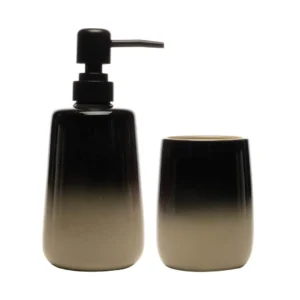 CJ 2 PECAS PARA BANHEIRO DE CERAMICA DEGRADE BEGE E PR
