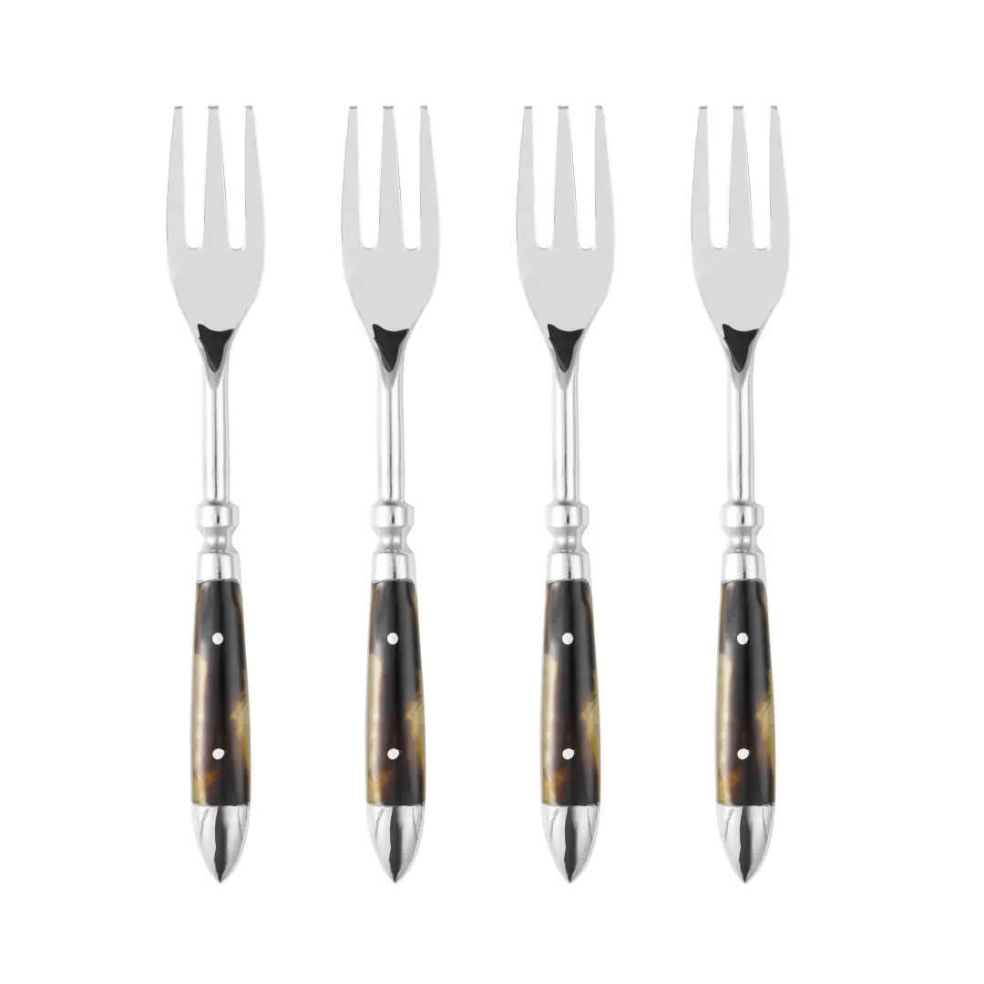 Conjunto 4 Garfos para Petisco Aço Inox com Cabo Resina 13,5cm