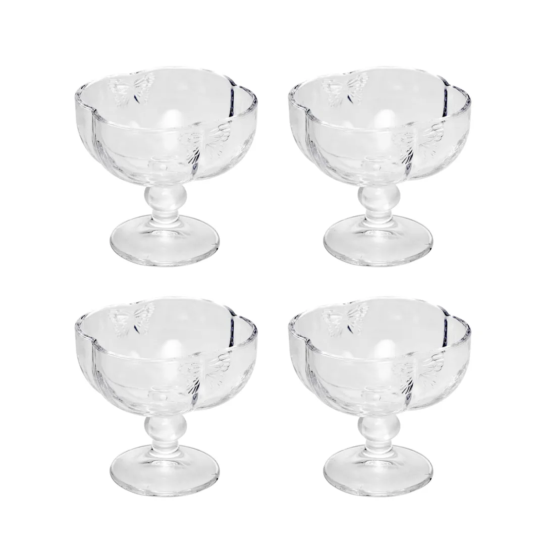 Conjunto 4 Taças para Sobremesa Vidro Butterfly