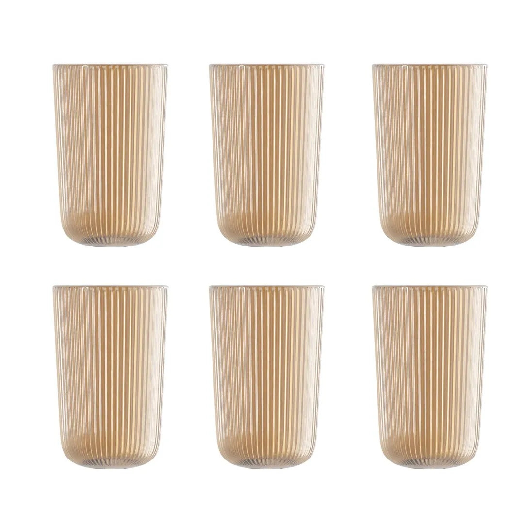 CJ 6 COPOS ALTOS DE VIDRO LINES AMBAR 450ML