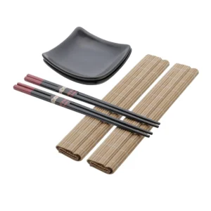 CJ 6 PCS P/ SUSHI BAMBU E CERÂMICA SENDI
