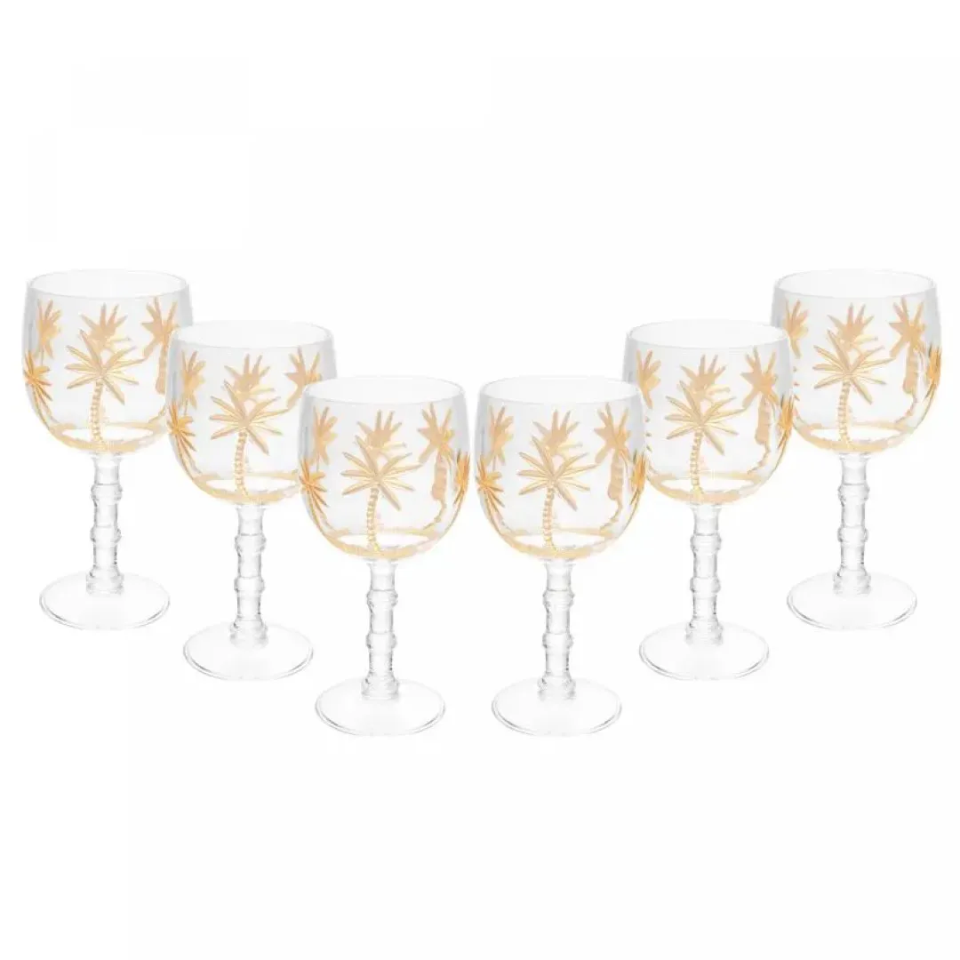 Conjunto 6 Taças Acrílico Palm Gold 500ml