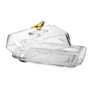 MANTEIGUEIRA RETANGULAR COM TAMPA GOLDEN BIRD 18CM X 1