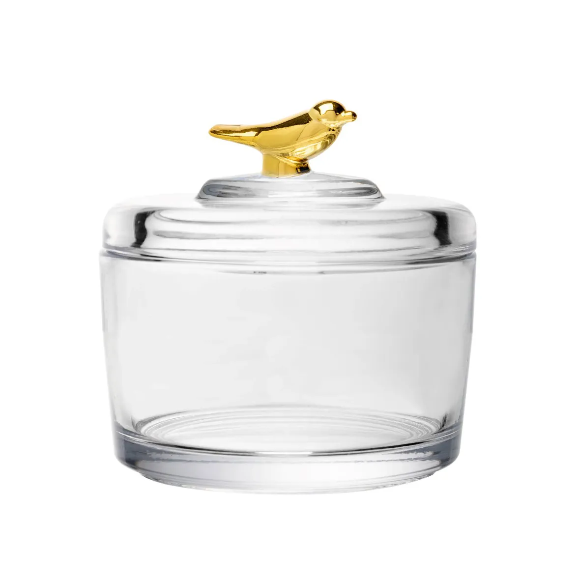 Pote Cristal Ecológico com Tampa Golden Bird 7,5x7,5x8