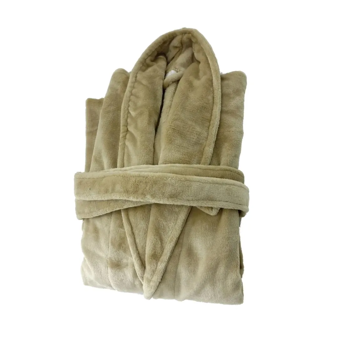 Roupão Microfibra Toque de Seda Kaki Tamanho M