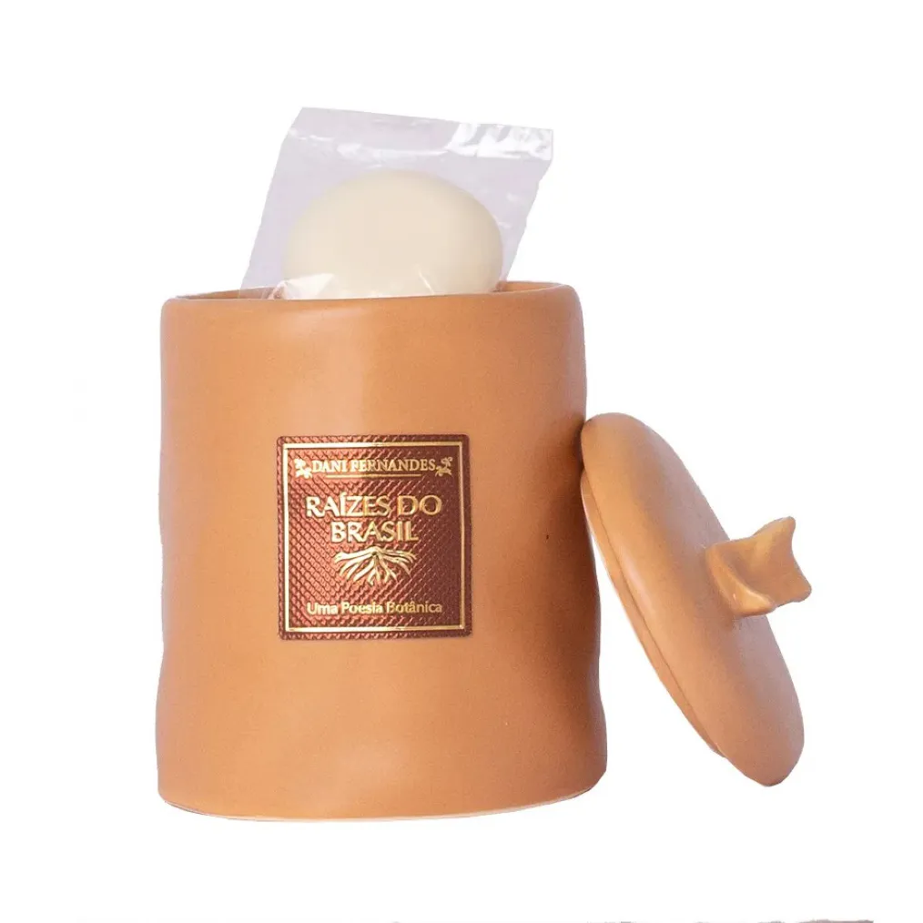 Sabonetes Cremosos Raízes do Brasil com Potiche Cerâmica 8x15g