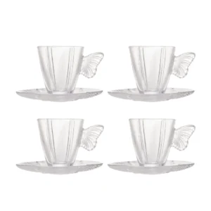 XICARA CHA VIDRO C/4 PS C/PIRES BUTTERFLY 180ML