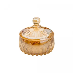 Potiche Decorativo de Cristal Louise Âmbar Metalizado 14cm x 14cm